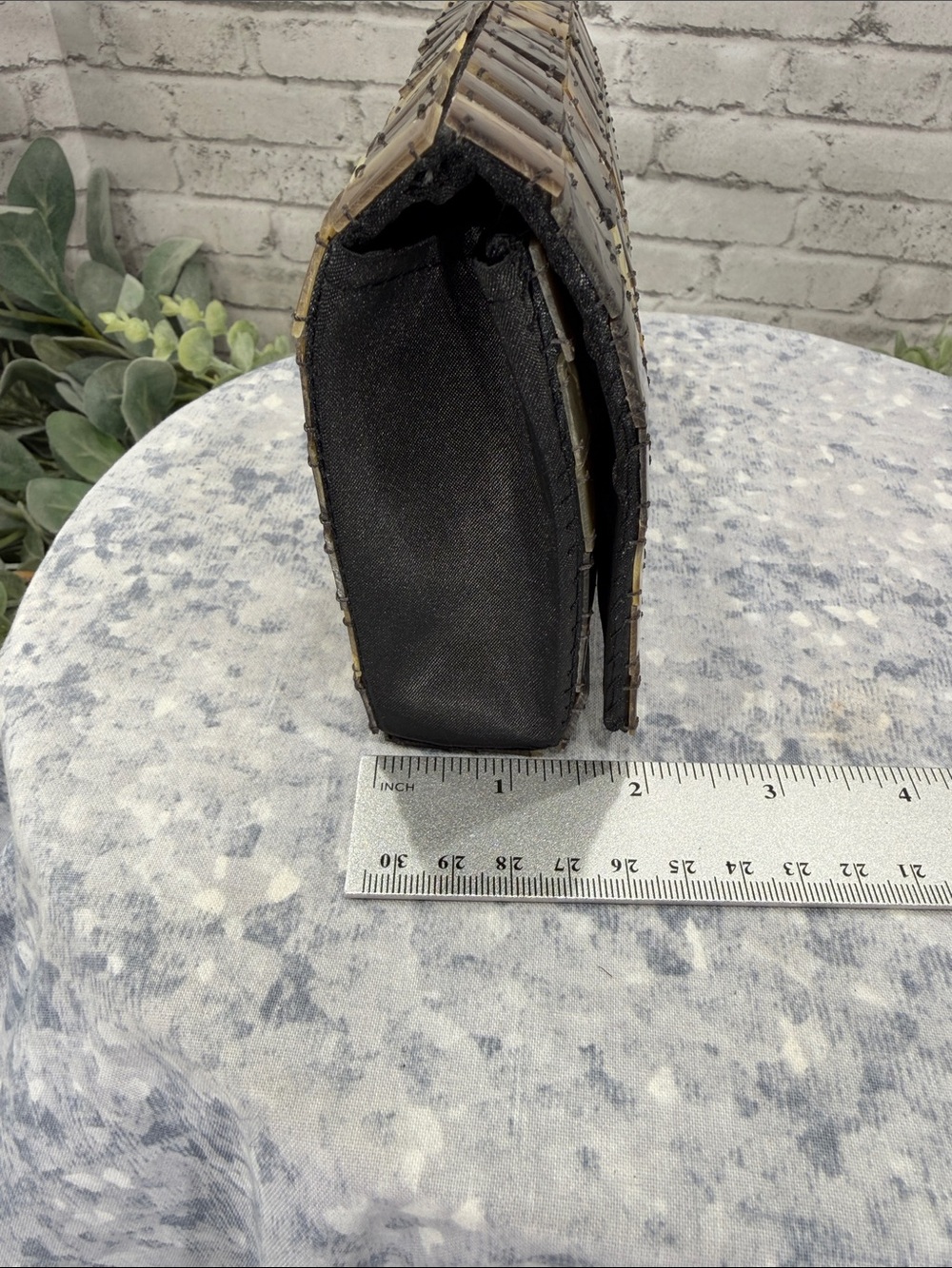 MAD BAGS - Brown Handmade “Horn & Pearl” Collection Petite Stand-Up Clutch NWOT - Picture 10 of 11